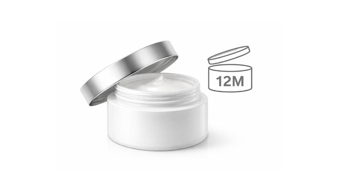 Symbole PAO pot ouvert 12M indiquant la durée d’utilisation d’un produit cosmétique après ouverture