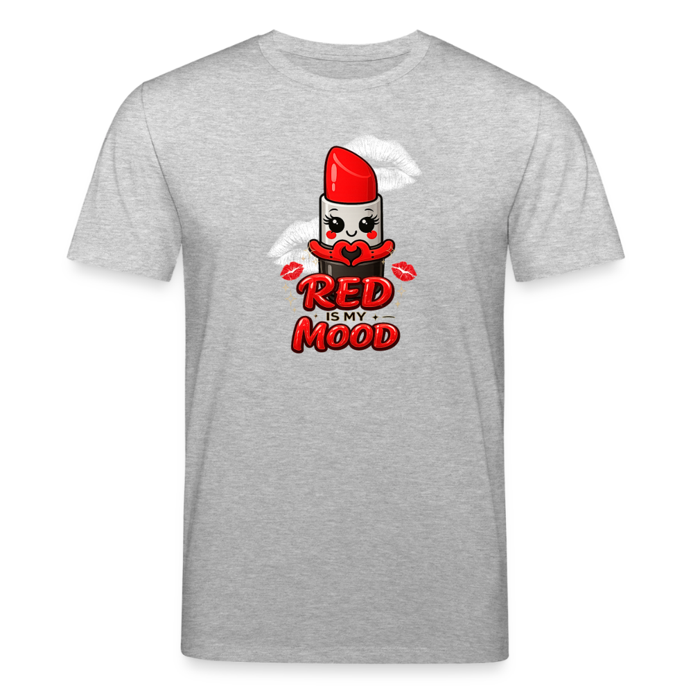 T-shirt unisexe en coton bio "Red is my mood" – XS à 3XL - gris chiné