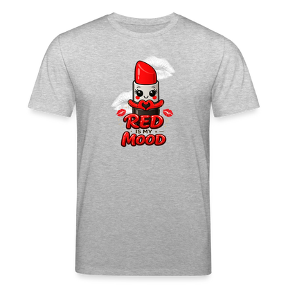 T-shirt unisexe en coton bio "Red is my mood" – XS à 3XL - gris chiné