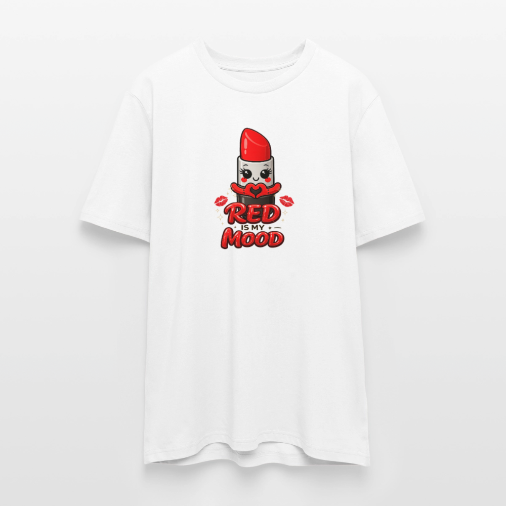 T-shirt unisexe en coton bio "Red is my mood" – XS à 3XL - blanc