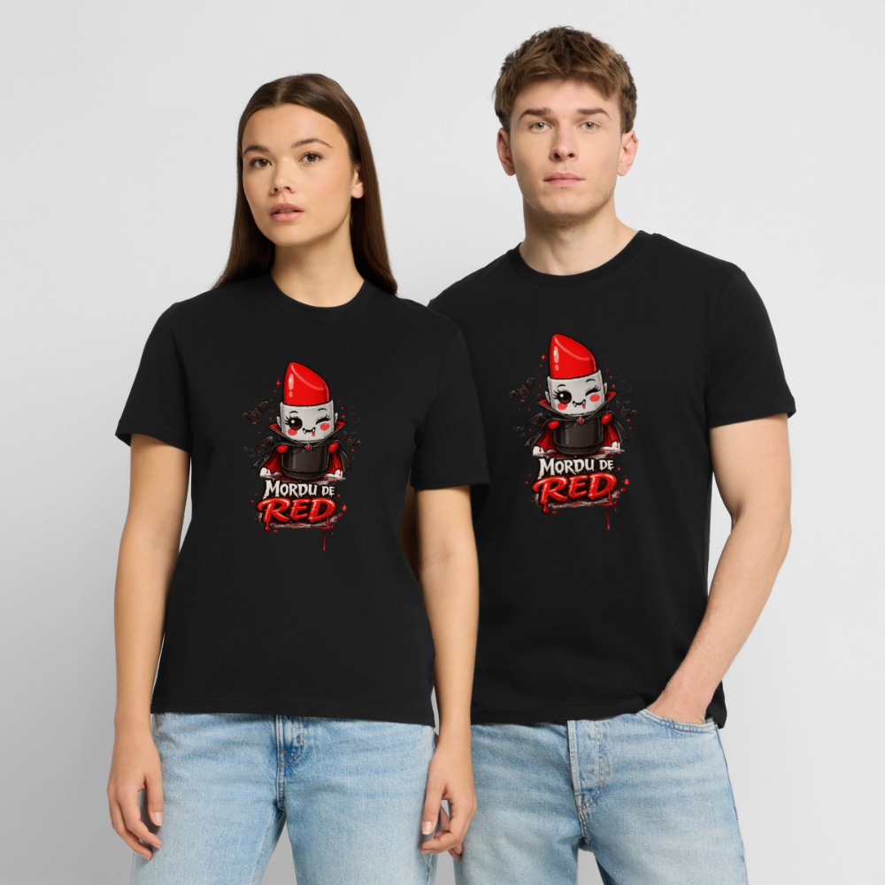 T-shirt unisexe en coton bio "Mordu de Red" – XS à 3XL - noir