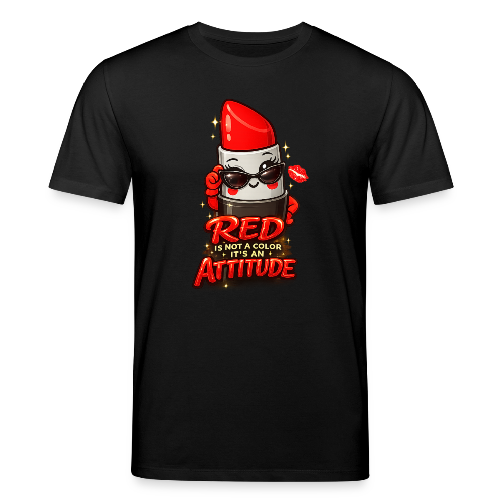 T-shirt unisexe en coton bio "Red is an attitude" – XS à 3XL - noir