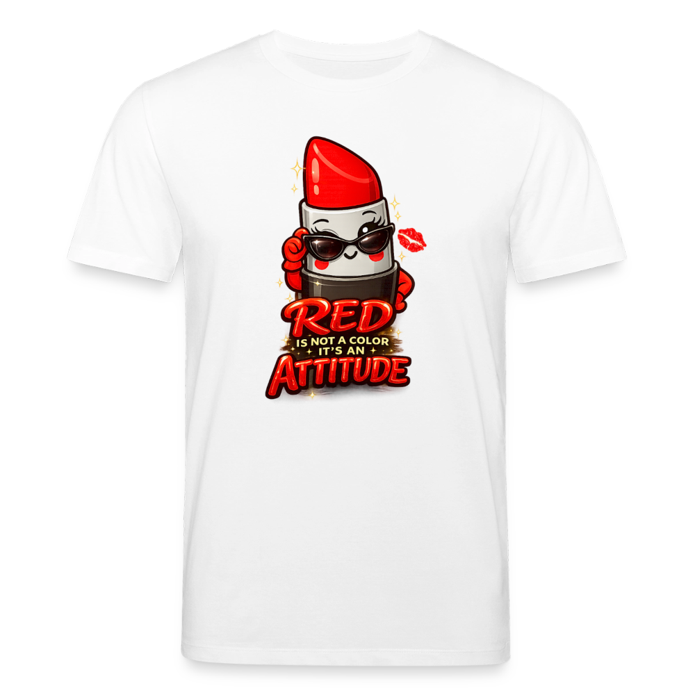 T-shirt unisexe en coton bio "Red is an attitude" – XS à 3XL - blanc