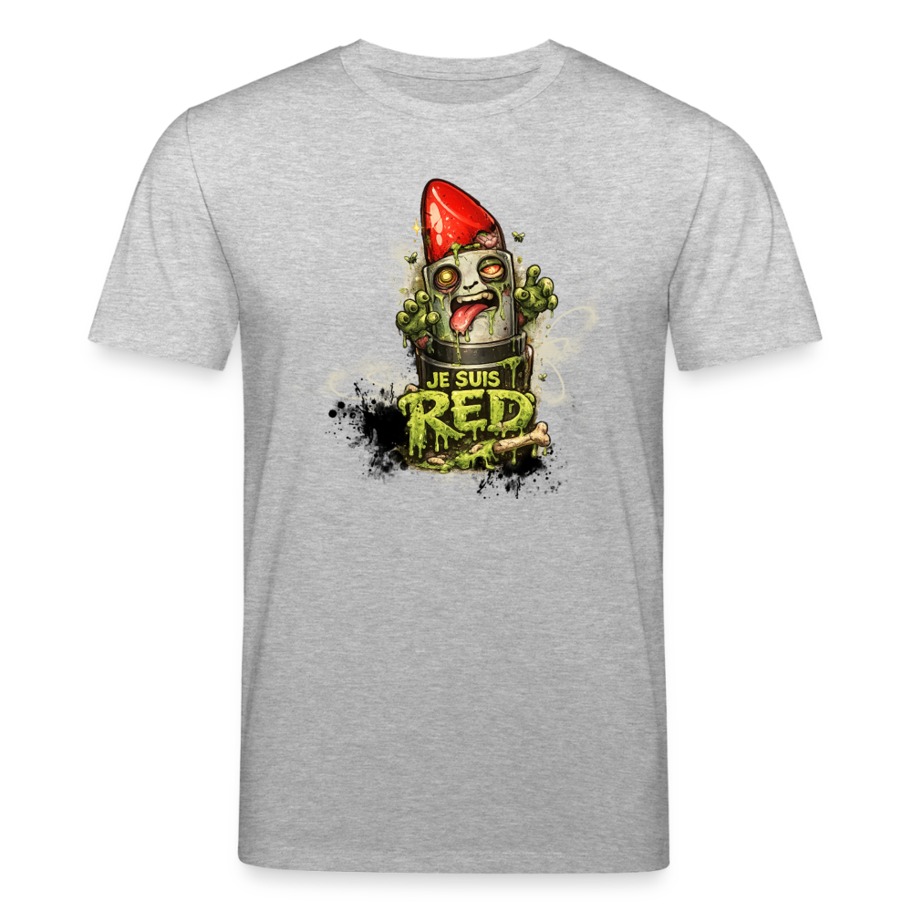 T-shirt unisexe en coton bio "Je suis Red" (zombie) – XS à 3XL - gris chiné