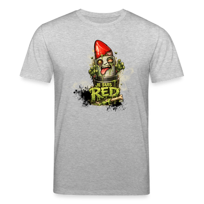 T-shirt unisexe en coton bio "Je suis Red" (zombie) – XS à 3XL - gris chiné