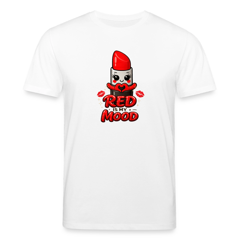 T-shirt unisexe en coton bio "Red is my mood" – XS à 3XL - blanc