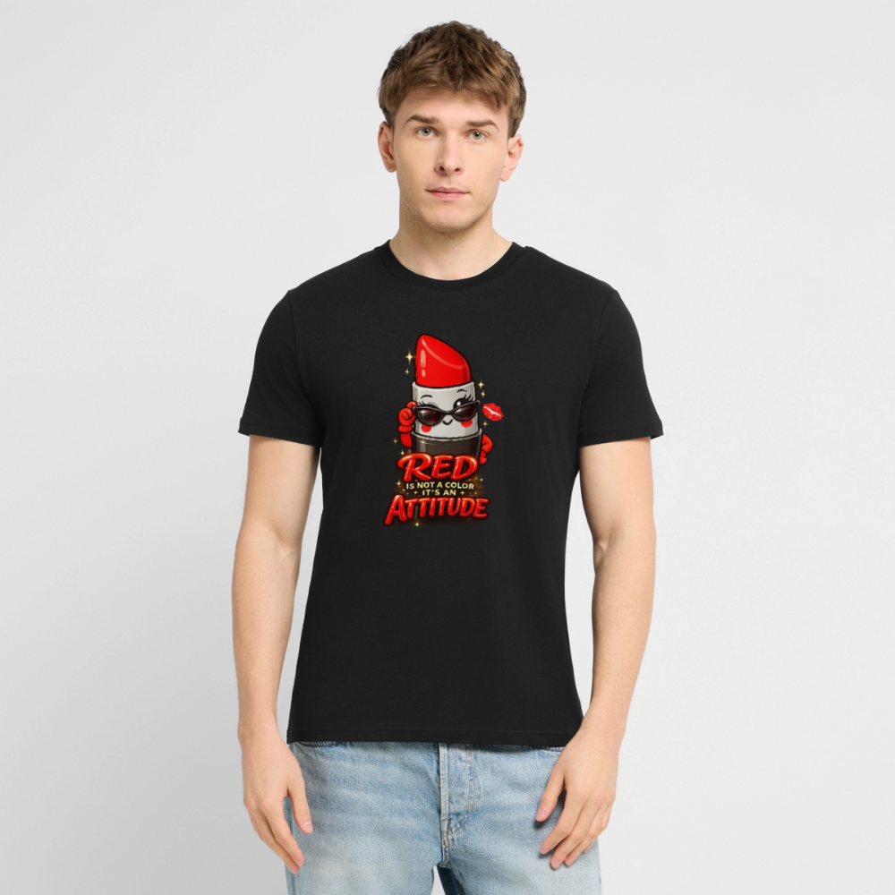 T-shirt unisexe en coton bio "Red is an attitude" – XS à 3XL - noir
