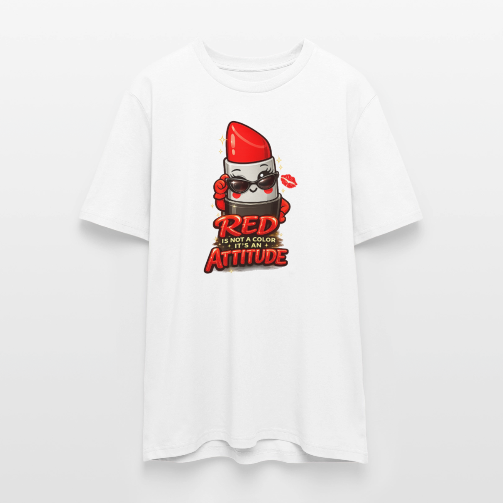 T-shirt unisexe en coton bio "Red is an attitude" – XS à 3XL - blanc