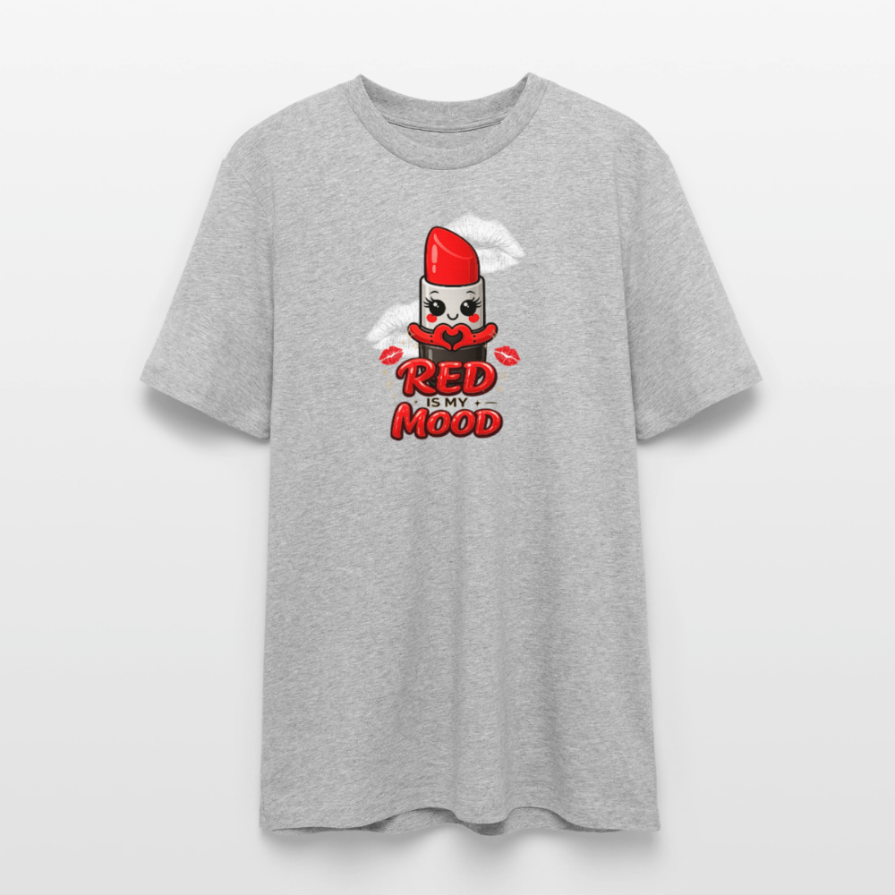T-shirt unisexe en coton bio "Red is my mood" – XS à 3XL - gris chiné